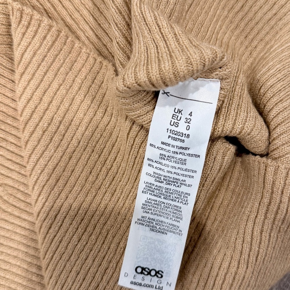 ASOS Ribbed Knit Sweetheart Neckline Sweater – Beige – Size US 0 / UK 4 - Picture 6 of 6